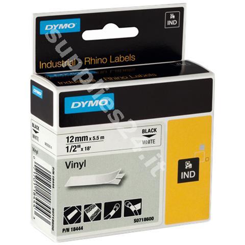 Nastro in Vinile per Etichettatrice Formato 12 mm x 5.5 m Nero e Bianco - Foto 2