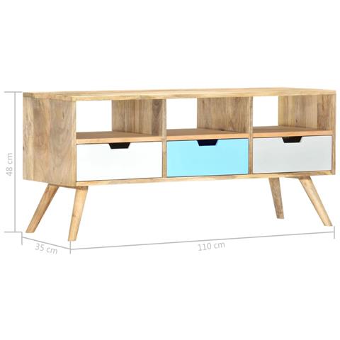 Mobile Porta Tv 110x35x48 Cm Legno Massello Di Mango - Foto 2
