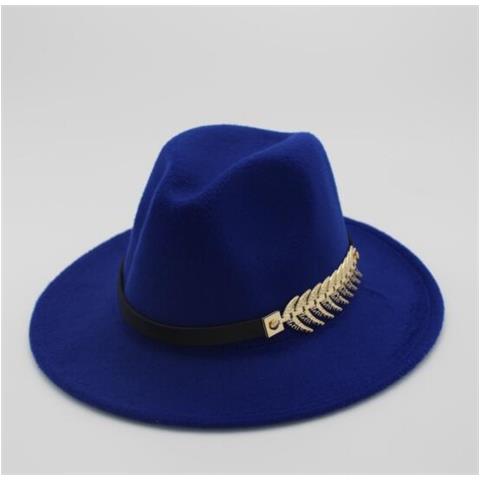 SLOWMOOSE - Cappello Di Feltro Speciale Da Uomo Fedora Con Cintura Da Donna  Berretti Vintage Trilby Lana Caldo Jazz Chapeau Femme [ blu Reale / Taglia  59-61 Cm] - ePRICE