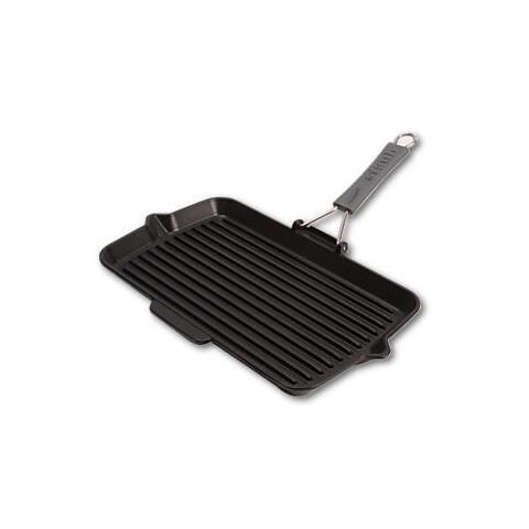 Bistecchiera in Ghisa Rettangolare con Manico Diamesione 34x21 cm Colore Nero - Foto 1