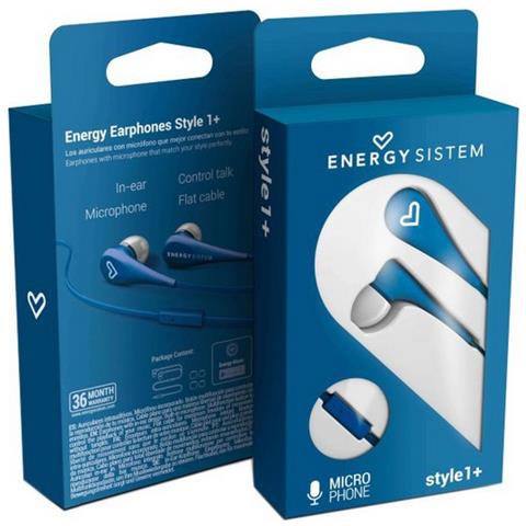 Energy System Style 1 + - Cuffie auricolari con microfono integrato, finitura Rubber, Cavo di 120 cm colore: nero - Foto 1