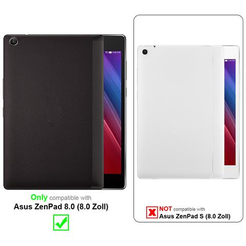 Custodia Per Tablet Compatibile Con Asus Zenpad 8.0 (8.0 Zoll) In Nero - Coperchio Protettivo A 360 Gradi Fatto Di Finta Pelle Con Funzione Di Stand E Banda Elastica - Foto 2