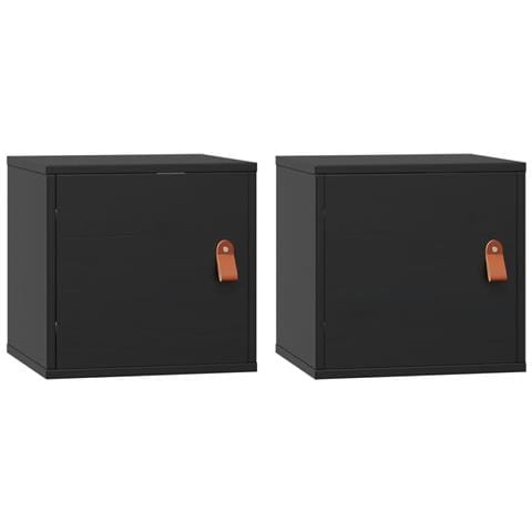 Pensili 2pz Neri 31,5x30x30 Cm In Legno Massello Di Pino - Foto 1