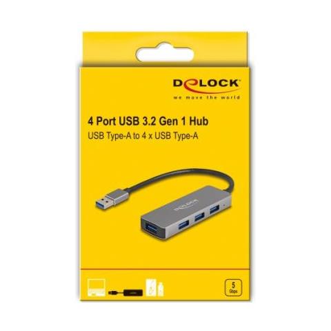 Hub a 4 Porte USB 5 Gbps con Connettore USB Tipo-A - Porte USB Tipo-A Laterali - Foto 3