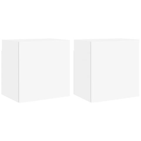 Mobili Tv A Parete 2pz Bianchi 40,5x30x40 Cm Legno Multistrato - Foto 2