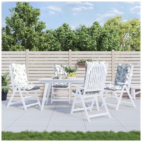 Cuscini Sedia Schienale Alto 4 Pz Motivo Foglie Tessuto Oxford - Foto 1