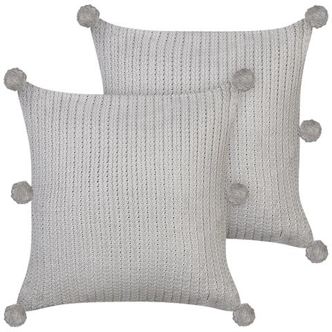 Set Di 2 Cuscini Ocotea Cotone 45 X 45 Cm Grigio Tinta Unita - Foto 2