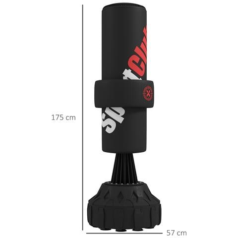 Sacco Da Boxe Da Terra Autoportante Con Bersaglio Regolabile, Base Riempibile E Ventose, Nero - Foto 6