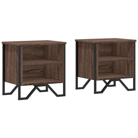 Comodini Rovere Marrone 2pz 40x30x40 Cm In Truciolato - Foto 2