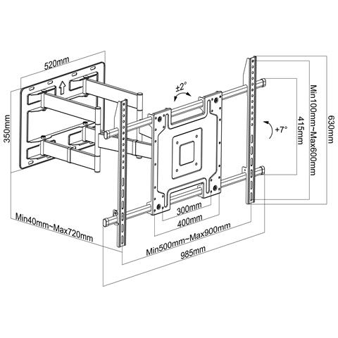Supporto A Muro Per Tv Led Lcd 65-110'' Full-motion - Foto 2