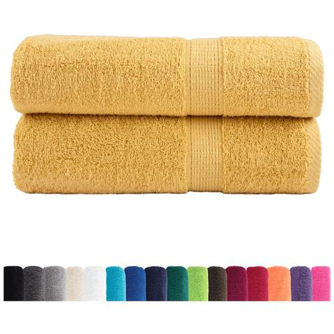 Asciugamani da Bagno SOLUND 2 pz Oro 100x150 cm 600gsm - Foto 2