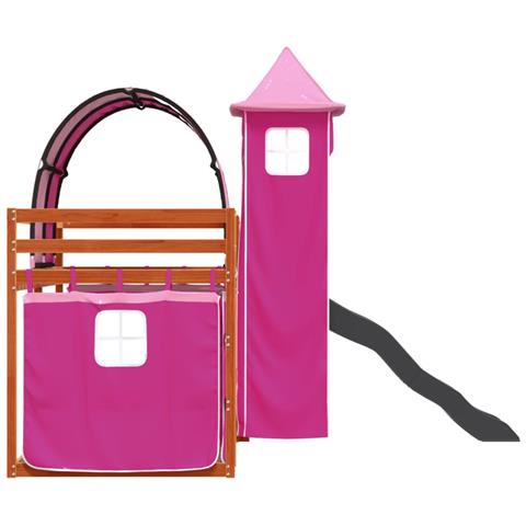 Letto a Castello con Scivolo e Tende Rosa 90x190 cm - Foto 10