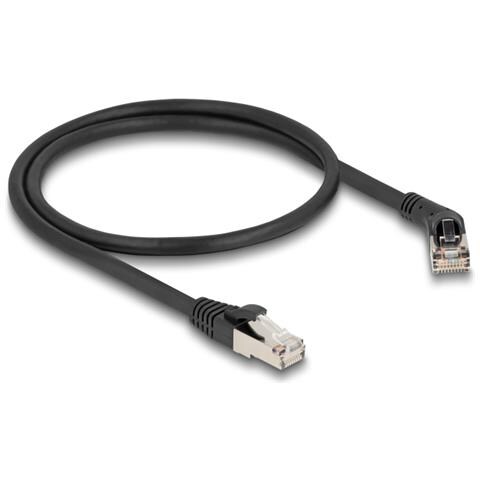 Cavo di rete RJ45 Cat. 6A S /FTP maschio da 45° angolato a destra per maschio diritto 0,5 m nero - Foto 1