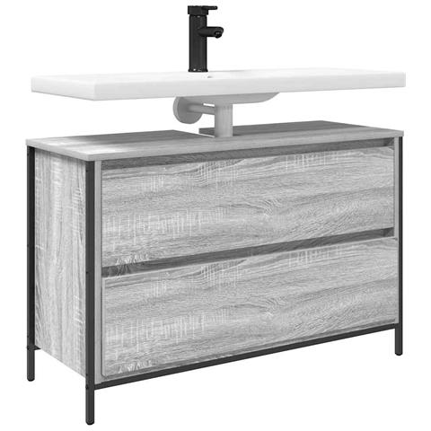 Mobile Lavabo da Bagno con Cassetti Grigio Sonoma 90x34,5x60 cm - Foto 2