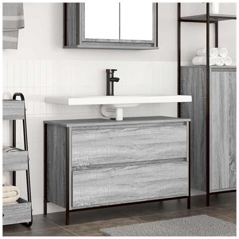 Mobile Lavabo da Bagno con Cassetti Grigio Sonoma 90x34,5x60 cm - Foto 1