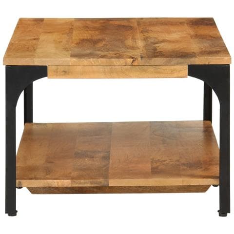 Tavolino 2 Livelli 100x55x38 Cm Legno Massello Mango E Acciaio - Foto 3