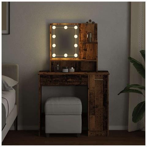 Toeletta Con Led Legno Antico 86,5x35x136 Cm - Foto 3