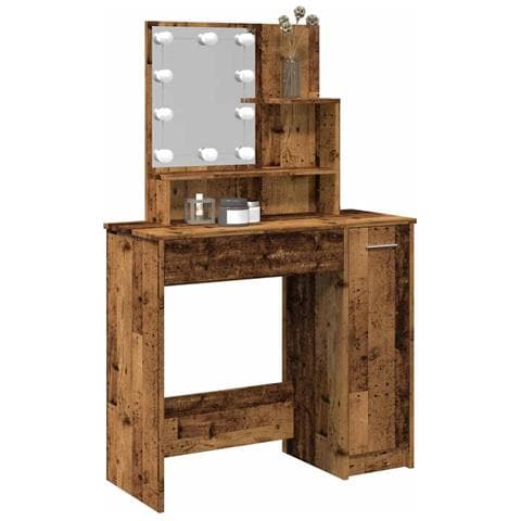 Toeletta Con Led Legno Antico 86,5x35x136 Cm - Foto 1