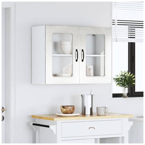 Pensile Da Cucina Con Porta In Vetro Kalmar Grigio Cemento - Foto 3