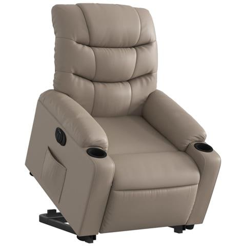 Poltrona Alzapersona Reclinante Elettrica Cappuccino Similpelle - Foto 3