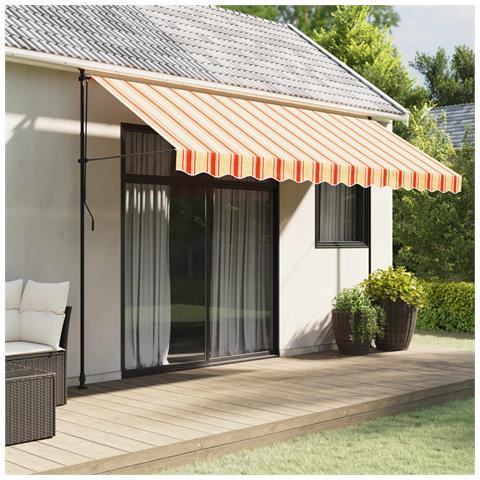 Tessuto Ricambio Per Mantovana Tenda Righe Giallo Arancione 4 M - Foto 1
