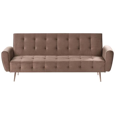 Divano Letto 3 Posti Selnes Velluto Marrone - Foto 2