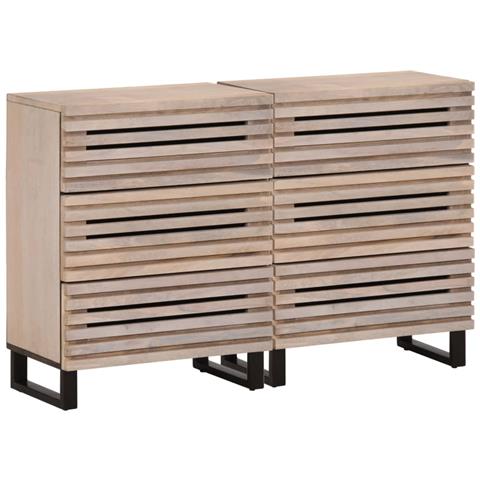 Credenze 2 Pz 60x34x75 Cm In Legno Massello Di Mango - Foto 1
