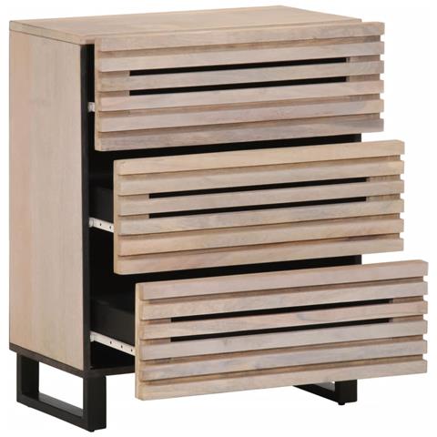 Credenze 2 Pz 60x34x75 Cm In Legno Massello Di Mango - Foto 3