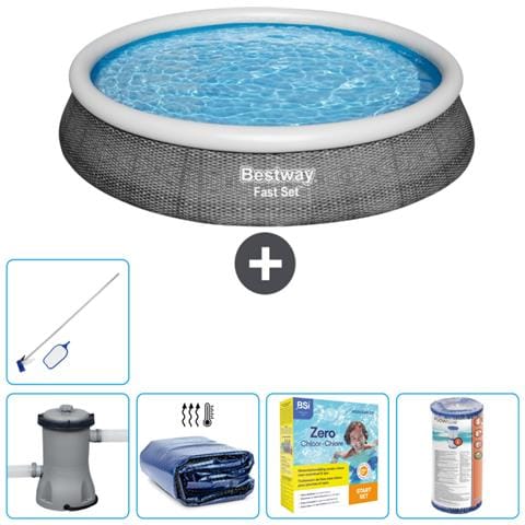 Piscina Fuori Terra - In Giro - 396x84 Cm - Grigio - Include Accessori Coordinati Cb20 - Foto 1