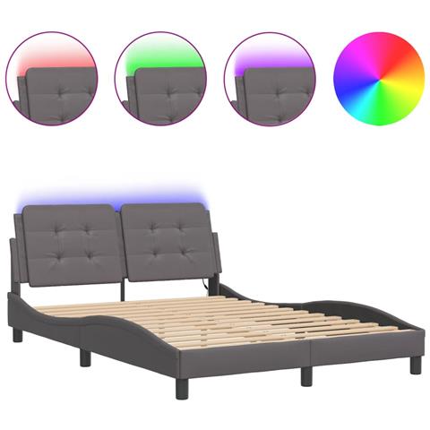 Lusso Casadino - Giroletto Con Led Senza Materasso Zadar Grigio 140x190 Cm - Foto 1