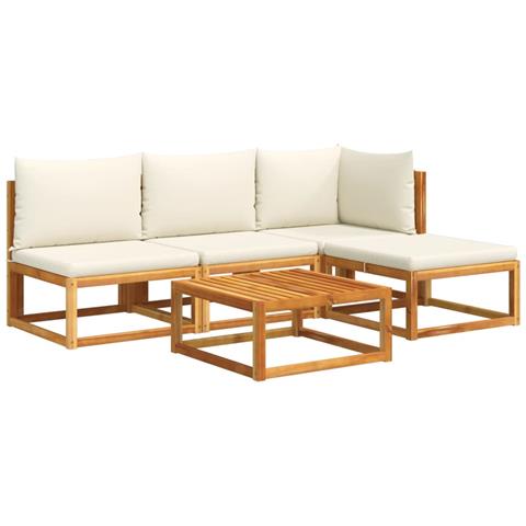 Set Di Divani Da Giardino 5 Pezzi Con Cuscini In Legno Di Acacia E Corda - Foto 1