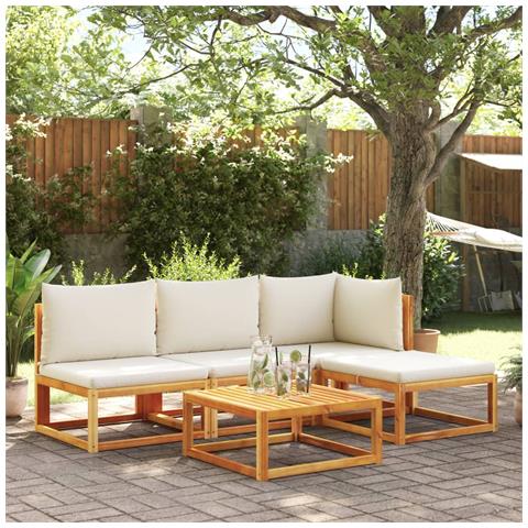 Set Di Divani Da Giardino 5 Pezzi Con Cuscini In Legno Di Acacia E Corda - Foto 8