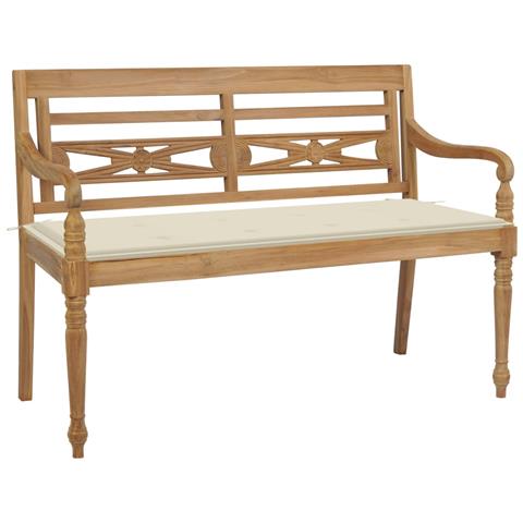 Panca Batavia Con Cuscino Crema 120 Cm Massello Di Teak - Foto 2