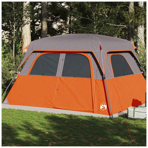 Tenda Familiare a Cabina 6 Persone Arancione Impermeabile - Foto 1