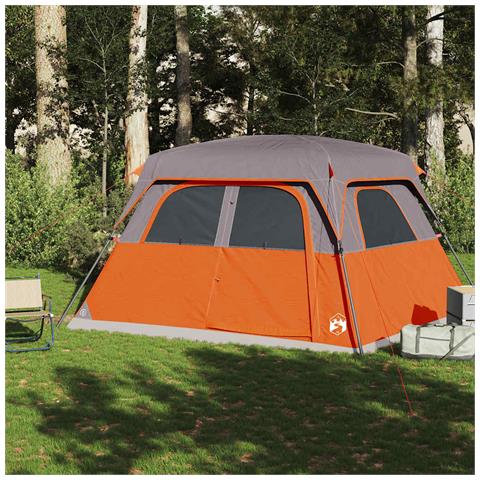 Tenda Familiare a Cabina 6 Persone Arancione Impermeabile - Foto 2