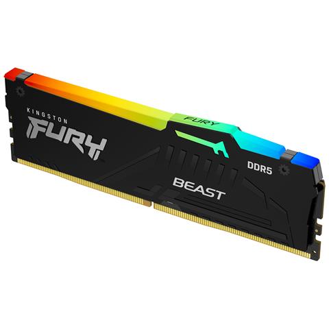 Kingston Technology FURY Beast 8GB 6000MT/s DDR5 CL30 DIMM RGB EXPO, 8 GB, 1 x 8 GB, DDR5, 288-pin DIMM, Nero - Foto 1