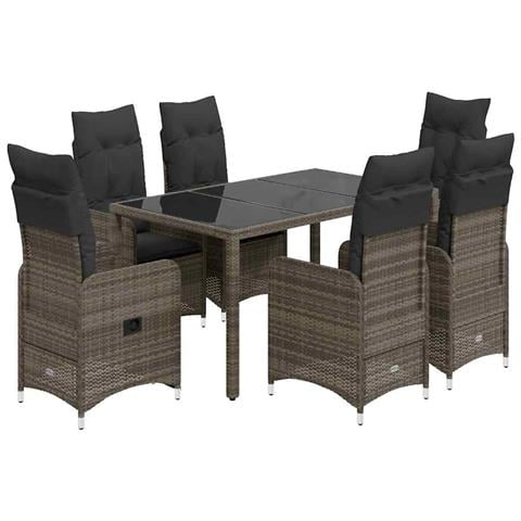 Set Bistrò da Giardino 5 pz con Cuscini in Polyrattan Grigio - Foto 1