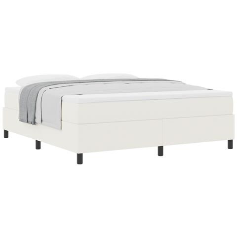 Letto con Rete a Molle con Materasso Crema Super King Tessuto in Corduroy - Foto 1