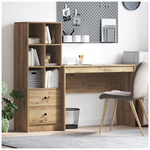 Scrivania con archiviazione Rovere artigianale Legno ingegnerizzato - Foto 2