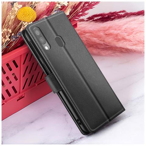 Custodia A Portafoglio Per Samsung A40 Con Supporto E Linguetta Magnetica, Nero - Foto 2