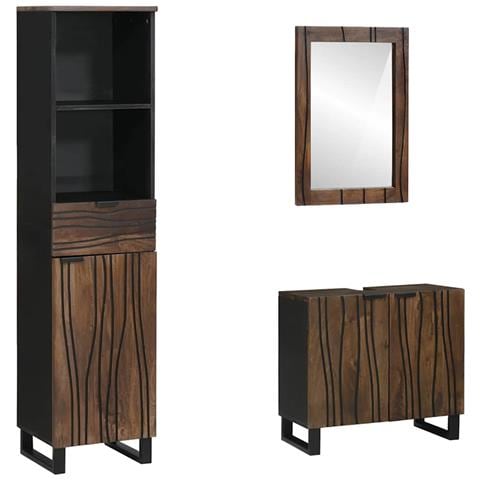 Set di mobili per il bagno 3 pcs Marrone noce 38 x 33 x 160 cm - Foto 1