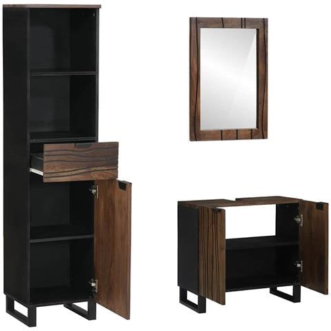 Set di mobili per il bagno 3 pcs Marrone noce 38 x 33 x 160 cm - Foto 2