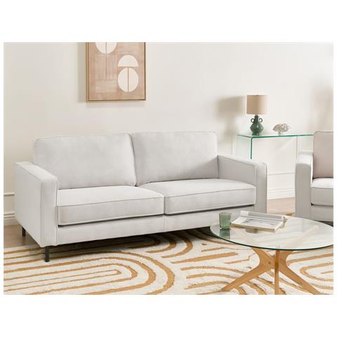 Divano 3 Posti Savalen Tessuto Bianco Sporco - Foto 1