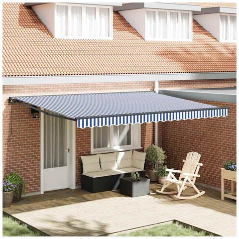 Tenda Retrattile Blu e Bianco 450x300 cm Tessuto - Foto 2