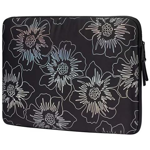 Custodia Per Macbook Pro Da 14 Pollici Trapuntata Con Motivo Floreale Di Malvarosa, Nero - Foto 5