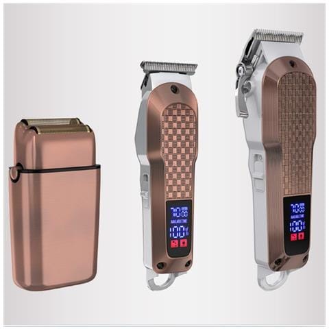 Set Tagliacapelli E Rifinitore Elettrico Con Display Digitale 935w - Kit Professionale Per La Cura Della Persona Pink - Foto 2