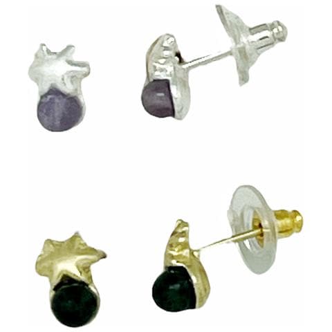 Confezione Di Mini Orecchini A Forma Di Fiore Con Pallina In Argento E Oro Da 10µ - Foto 1