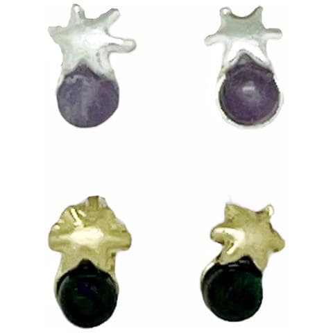 Confezione Di Mini Orecchini A Forma Di Fiore Con Pallina In Argento E Oro Da 10µ - Foto 2