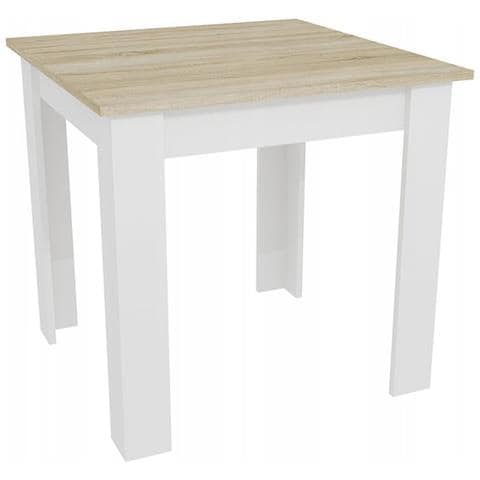 Tavolo da pranzo quadrato moderno 80x80 cm, rovere Sonoma + bianco - Foto 2