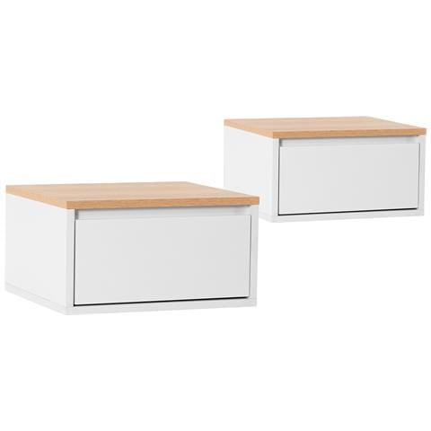 Set Di 2 Comodini Sospes Desi 1 Cassetti Colore Bianco /rovere - Foto 1